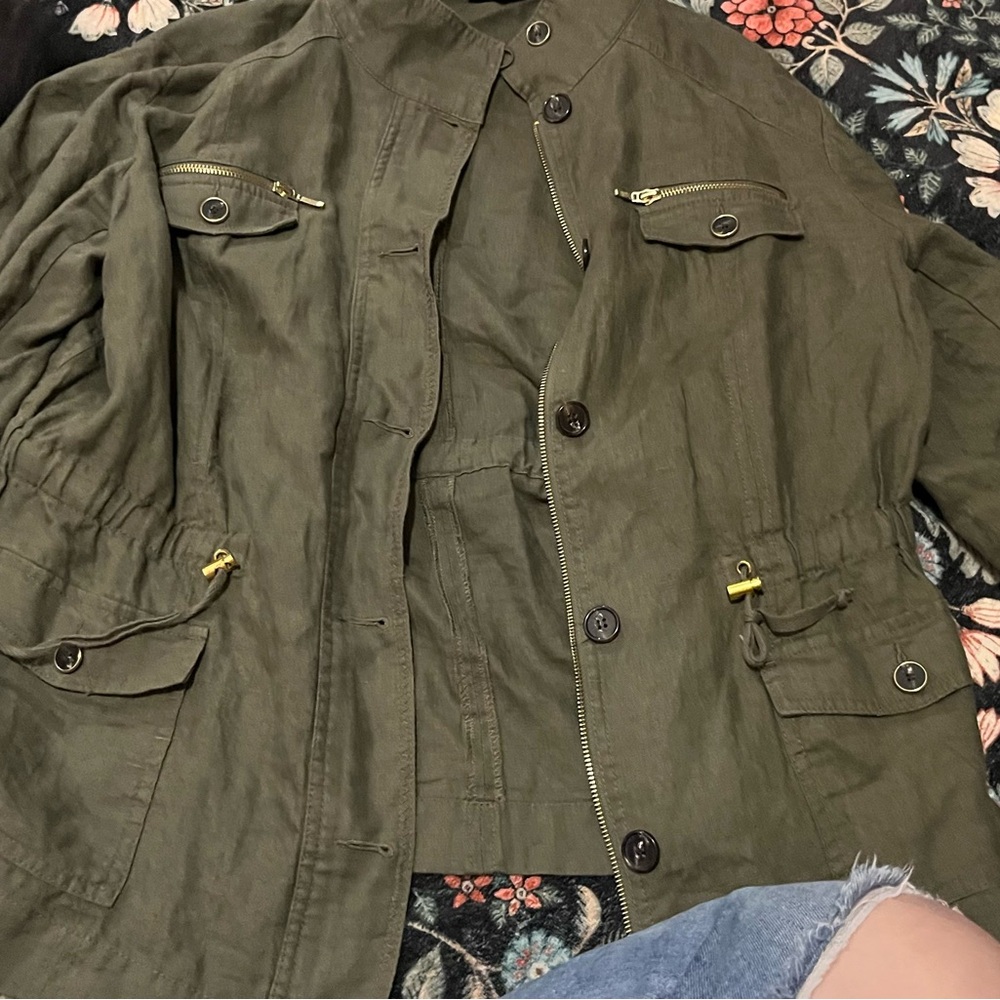 INC International Concepts Dark Green Military Jacket